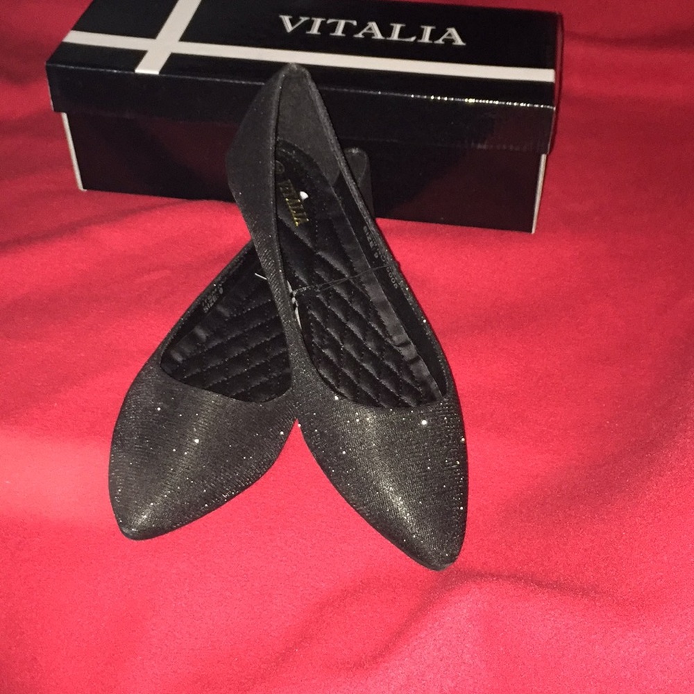 Black Glittery Flats
